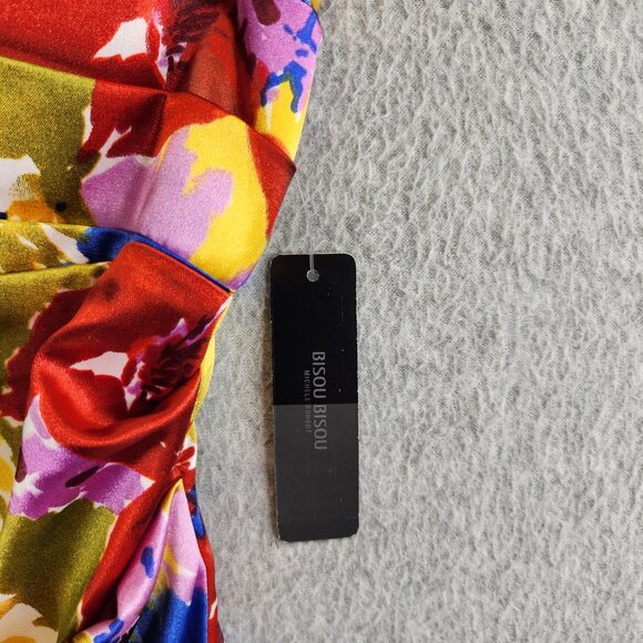 Bisou Bisou Dress Womens 4 Floral Layered Pleats Resortwear Party Wedding Guest - Picture 10 of 15